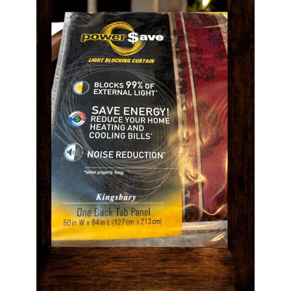 Power Save Light Blocking Curtains 2 Panels 1 Valance Kingsbury New Burgundy Gol - Picture 2 of 8